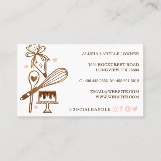 Baksteen en kookgerei visitekaartje (Achterkant)