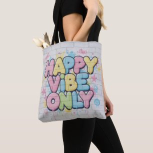 Baksteen met kleurrijke tekst met de tekst 'Alleen Tote Bag