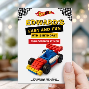 Baksteen Race Auto Kinderverjaardag Kaart