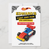 Baksteen Race Auto Kinderverjaardag Kaart (Voorkant)