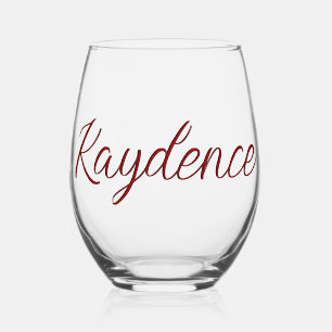 Baksteen Rood 3D Handgeschreven Elegante Naam Wijnglas Zonder Voet