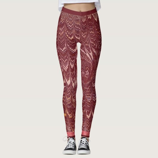 baksteen rood marmer print leggings (Voorkant)