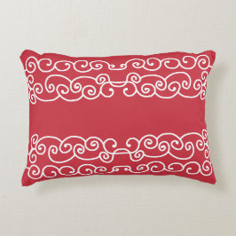 Baksteen rood met witte rollen accent kussen