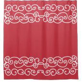 Baksteen rood met witte rollen douchegordijn (Voorkant)