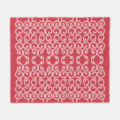 Baksteen rood met witte rollen fleece deken (Voorkant (Horizontaal))