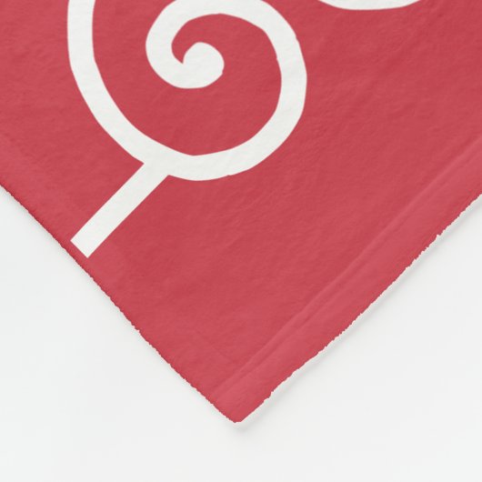 Baksteen rood met witte rollen fleece deken (Hoek)