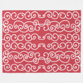 Baksteen rood met witte rollen fleece deken (Voorkant (Horizontaal))