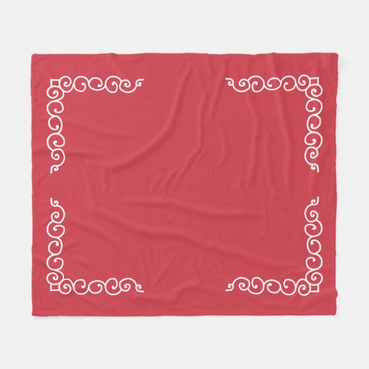 Baksteen rood met witte scrolls hoek fleece deken (Voorkant (Horizontaal))