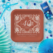 Baksteen Rood Shabby Chic 40 Jubileum Bord (Feest)