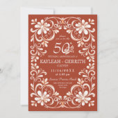 Baksteen Rood Shabby Chic QR Jubileum Uitnodiging (Voorkant)
