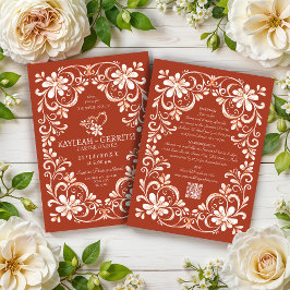 Baksteen Rood Shabby Chic QR Trouw Uitnodiging