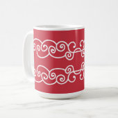 Baksteen rood witte rollen koffiemok (Voorkant links)