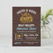 Baksteen Verfspatten Cheers & Beers Pensioen Kaart (Staand voorkant)