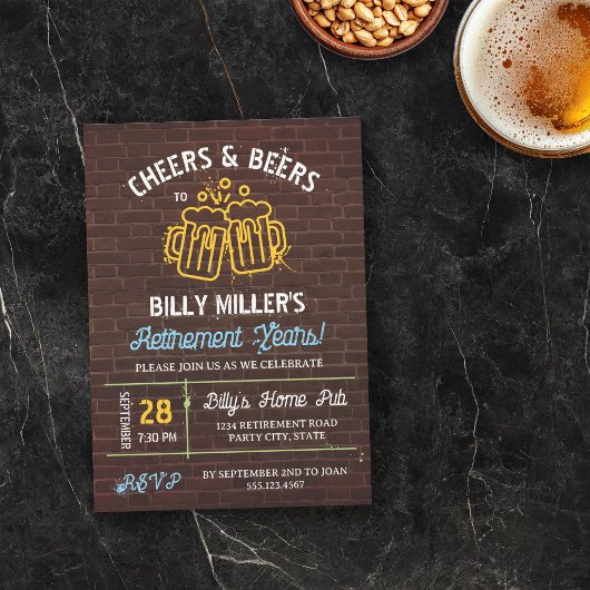 Baksteen Verfspatten Cheers & Beers Pensioen Kaart