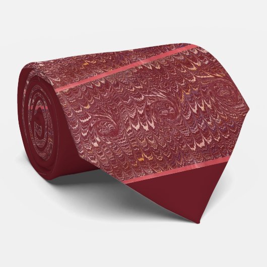 baksteenrode marmerprint stropdas (Opgerold)