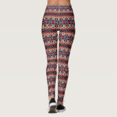 Baksteenrood, crème en zwart gevederde patroon leggings (Achterkant)