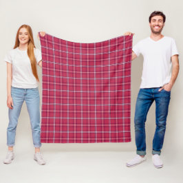 Baksteenrood en zachte perzik geruit fleece deken