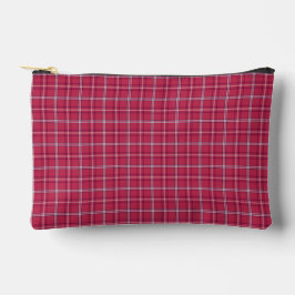 Baksteenrood en zachte perzik geruite etui
