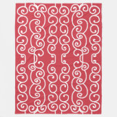 Baksteenrood met witte rollen fleece deken (Voorkant)