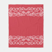 Baksteenrood met witte rollen fleece deken (Voorkant)