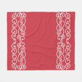 Baksteenrood met witte rollen fleece deken (Voorkant (Horizontaal))