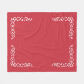 Baksteenrood met witte scrolls hoek fleece deken (Voorkant (Horizontaal))