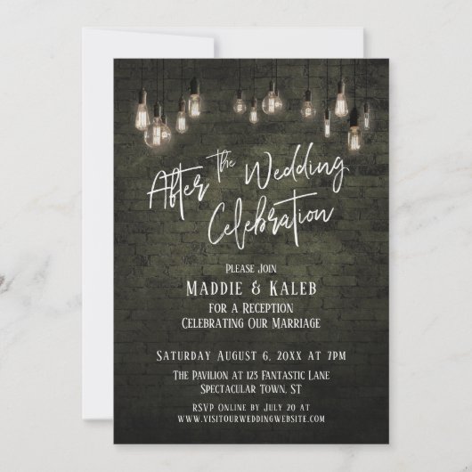 Bakstenen Edison Verlichting Na de Trouwfeestvieri Kaart (Voorkant)