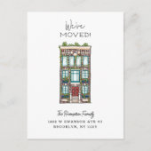 bakstenen gebouw verplaatsen aankondigingskaart (Voorkant)