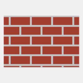 Bakstenen inpakpapier (Brick Red & Grey) Vel