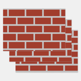 Bakstenen inpakpapier (Brick Red & Grey) Vel