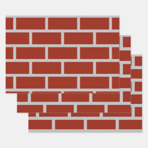 Bakstenen inpakpapier (Brick Red & Grey) Vel