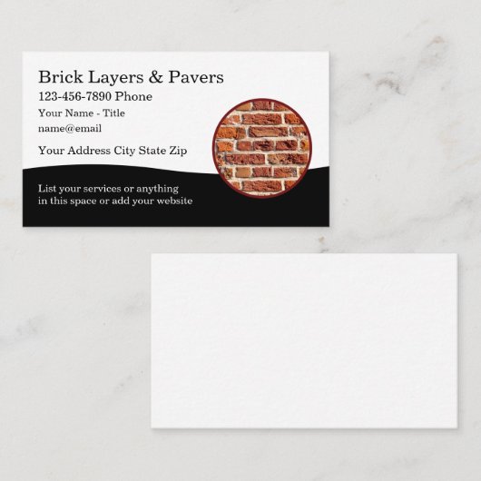 Bakstenen lagen en bestratingsconstructies visitekaartje (Voorkant / Achterkant)