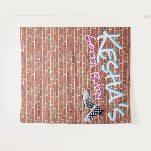 Bakstenen Muur 90's Hip Hop Geslacht Reveal Foto B Wandkleed (Voorkant (horizontaal))