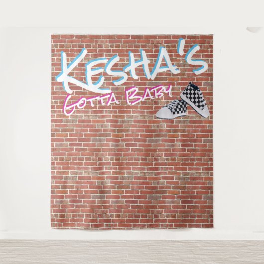 Bakstenen Muur 90's Hip Hop Geslacht Reveal Foto B Wandkleed (Voorkant)