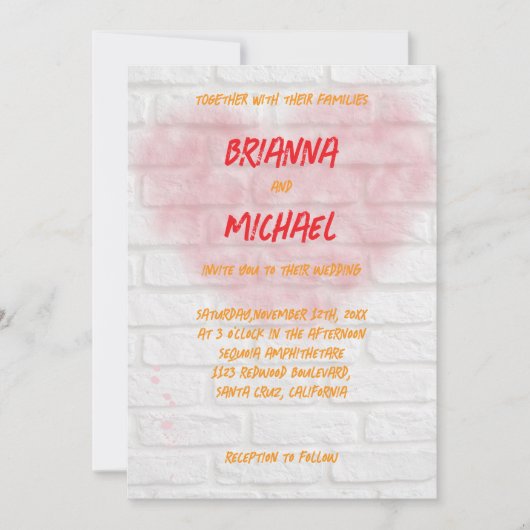 bakstenen muur bruiloft uitnodiging (Voorkant)