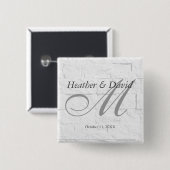 Bakstenen Muur Calligrafie Script Monogram Huwelij Vierkante Button 5,1 Cm (Voorkant /achterkant)