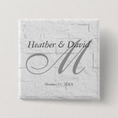 Bakstenen Muur Calligraphy Script Monogram Bruilof Vierkante Button 5,1 Cm (Voorkant)