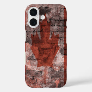 Bakstenen muur Canadese vlag iPhone 16 Hoesje