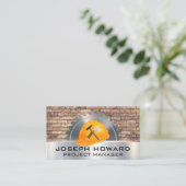 Bakstenen muur | cirkelzaag | Bouwgereedschap Visitekaartje (Staand voorkant)