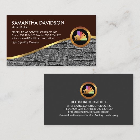 bakstenen muur gouden golf bakstenen laag visitekaartje (Voorkant / Achterkant)