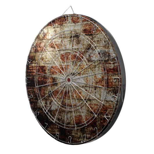 Bakstenen muur grunge texturen achtergrond dartbord (Voorkant Rechts)