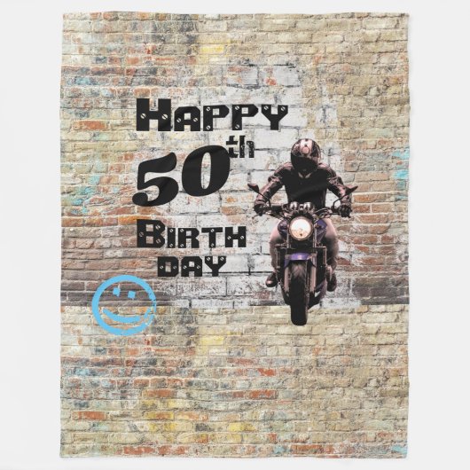 Bakstenen Muur Industrieel Grunge Motorfiets Graff Fleece Deken (Voorkant)