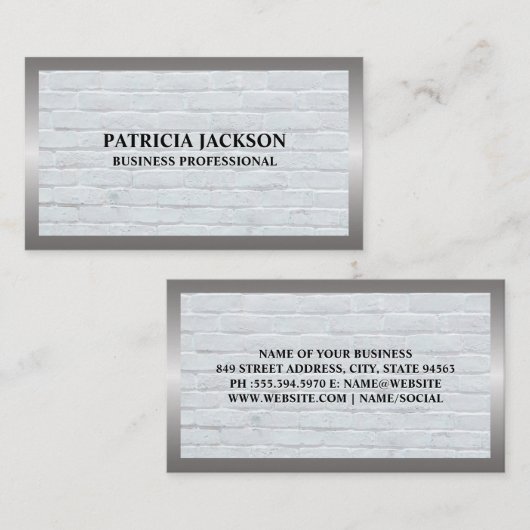 Bakstenen Muur | Metalen Rand Visitekaartje (Voorkant / Achterkant)