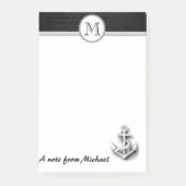 Bakstenen muur nautisch anker monogram post-it® notes (Voorkant)