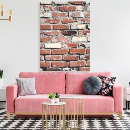 bakstenen muur rode muur bakstenen textuur achterg canvas afdruk (Insitu (Woonkamer))