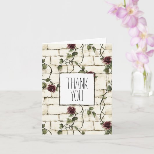 Bakstenen muur rode rozen bloemendank u kaart (Orchidee)