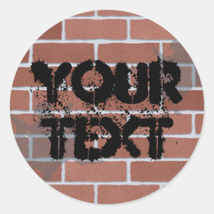 bakstenen muur, UW TEKST Ronde Sticker