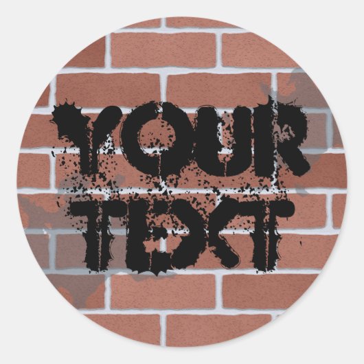 bakstenen muur, UW TEKST Ronde Sticker (Voorkant)