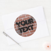 bakstenen muur, UW TEKST Ronde Sticker (Envelop)