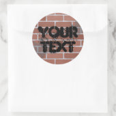 bakstenen muur, UW TEKST Ronde Sticker (Tas)